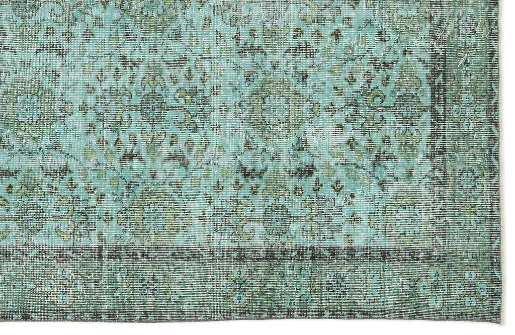 Turquoise  Over Dyed Vintage Rug 5'11'' x 9'7'' ft 180 x 293 cm