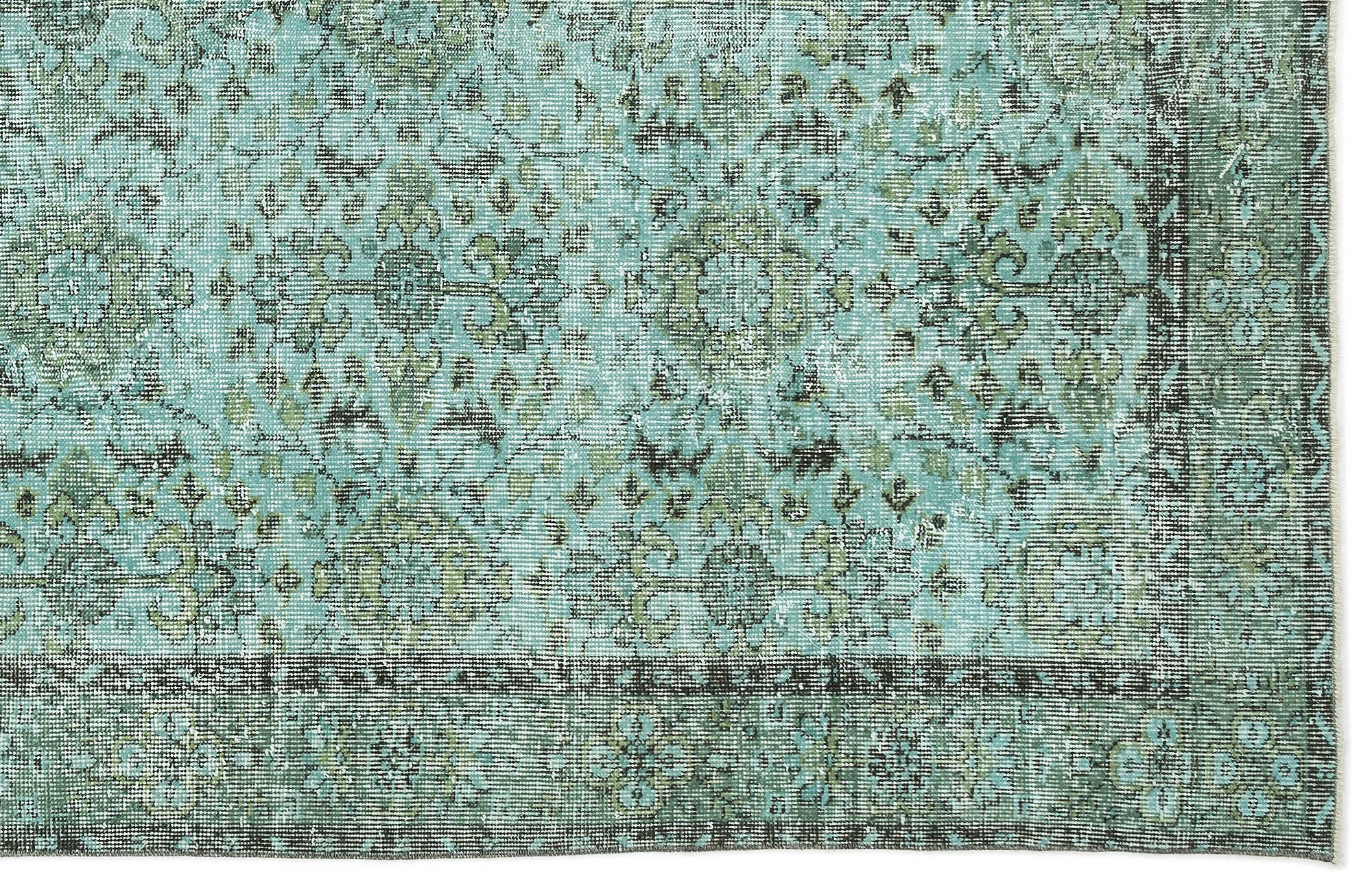 Turquoise  Over Dyed Vintage Rug 5'11'' x 9'7'' ft 180 x 293 cm
