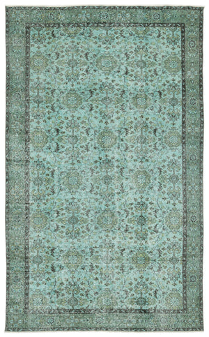 Turquoise  Over Dyed Vintage Rug 5'11'' x 9'7'' ft 180 x 293 cm