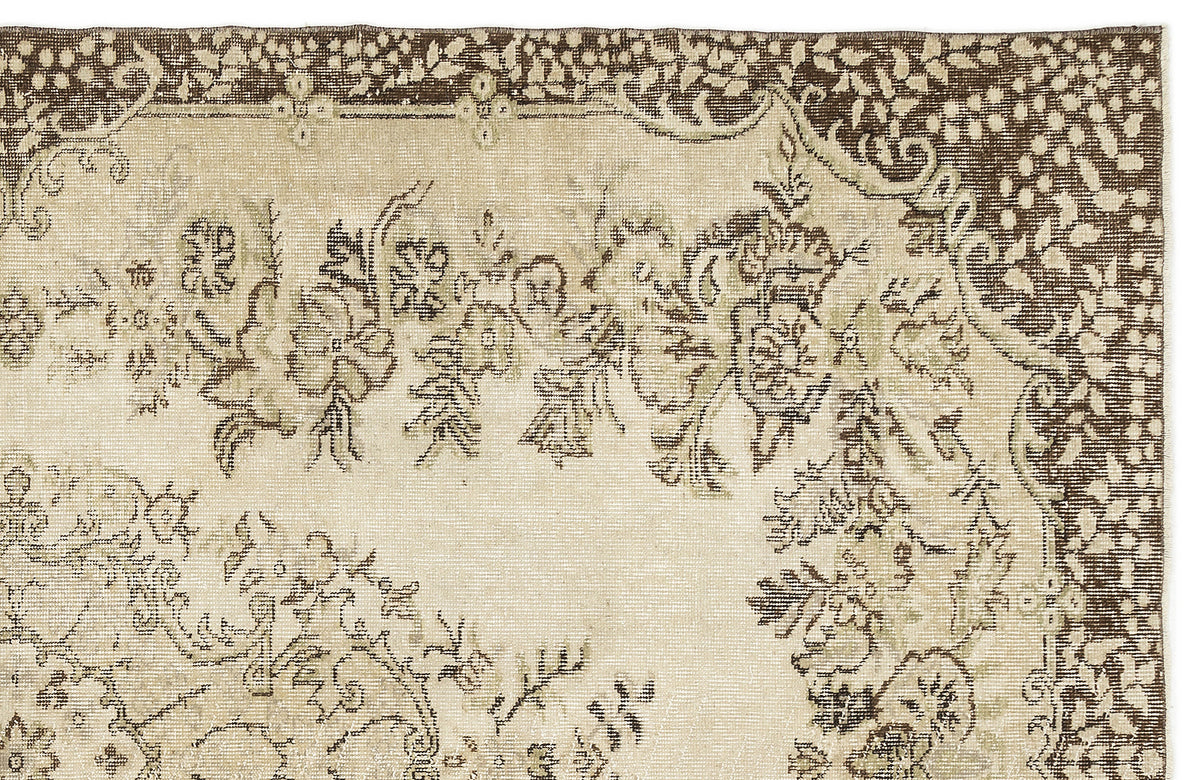 Beige Over Dyed Vintage Rug 5&#39;10&#39;&#39; x 9&#39;4&#39;&#39; ft 179 x 285 cm