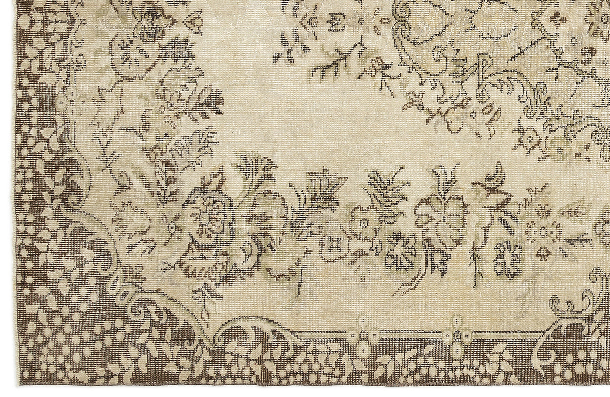 Beige Over Dyed Vintage Rug 5&#39;10&#39;&#39; x 9&#39;4&#39;&#39; ft 179 x 285 cm