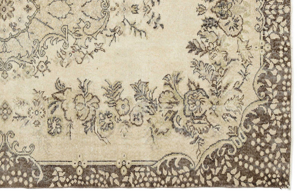 Beige Over Dyed Vintage Rug 5&#39;10&#39;&#39; x 9&#39;4&#39;&#39; ft 179 x 285 cm