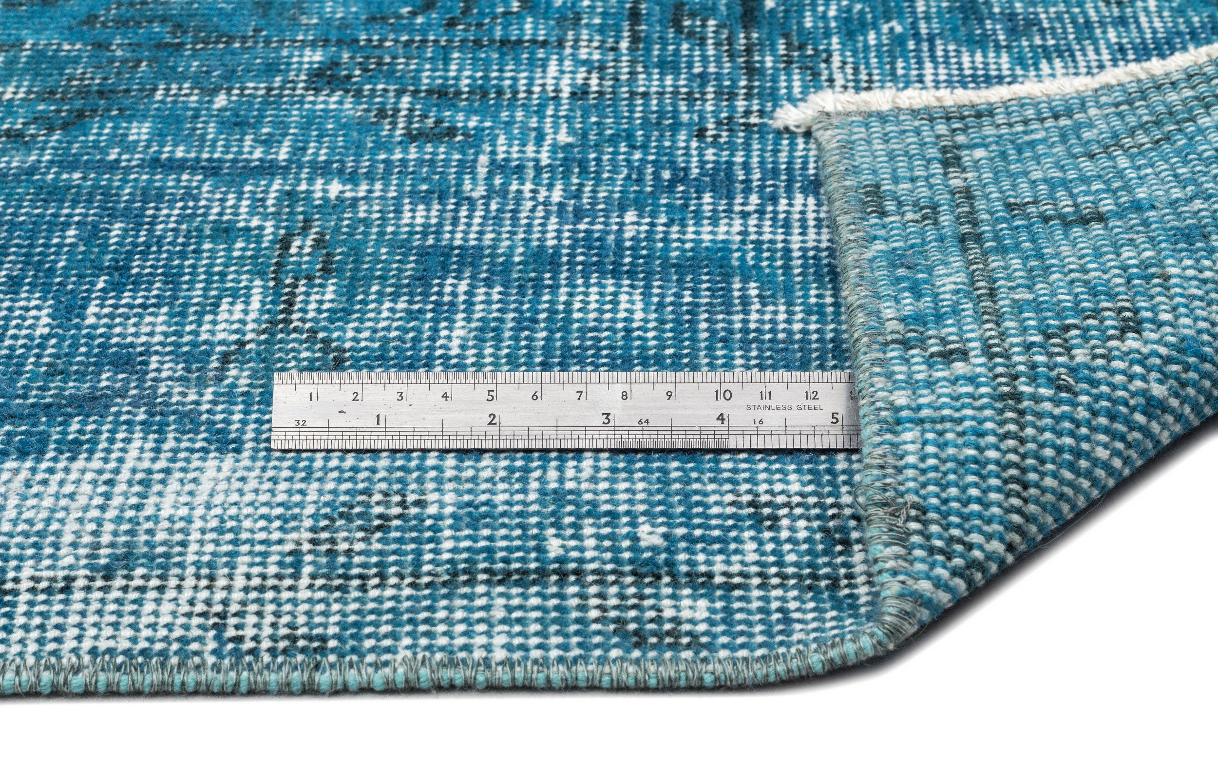 Stone Blue Over Dyed Vintage Rug 7'3'' x 10'2'' ft 220 x 310 cm