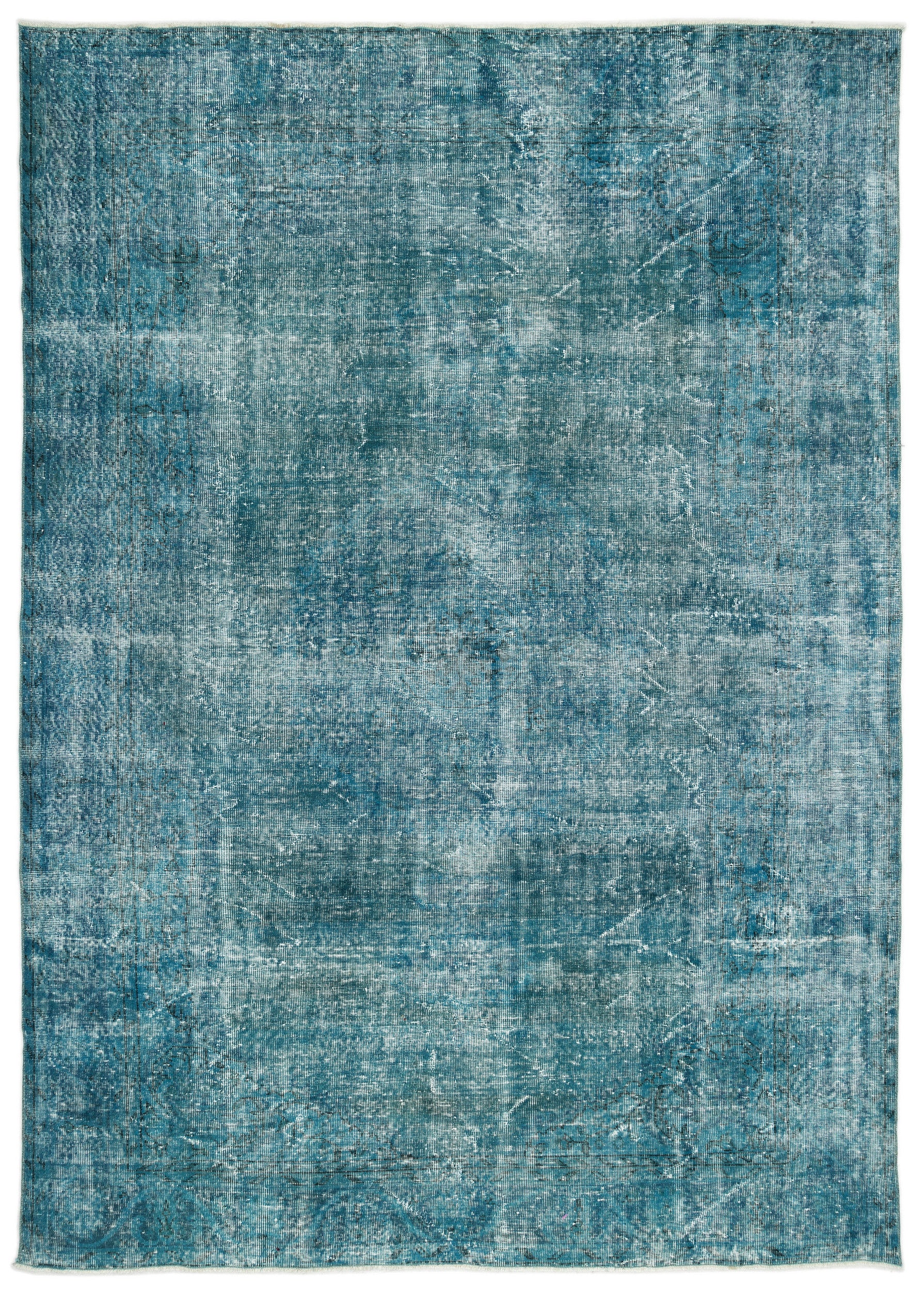 Stone Blue Over Dyed Vintage Rug 7'3'' x 10'2'' ft 220 x 310 cm