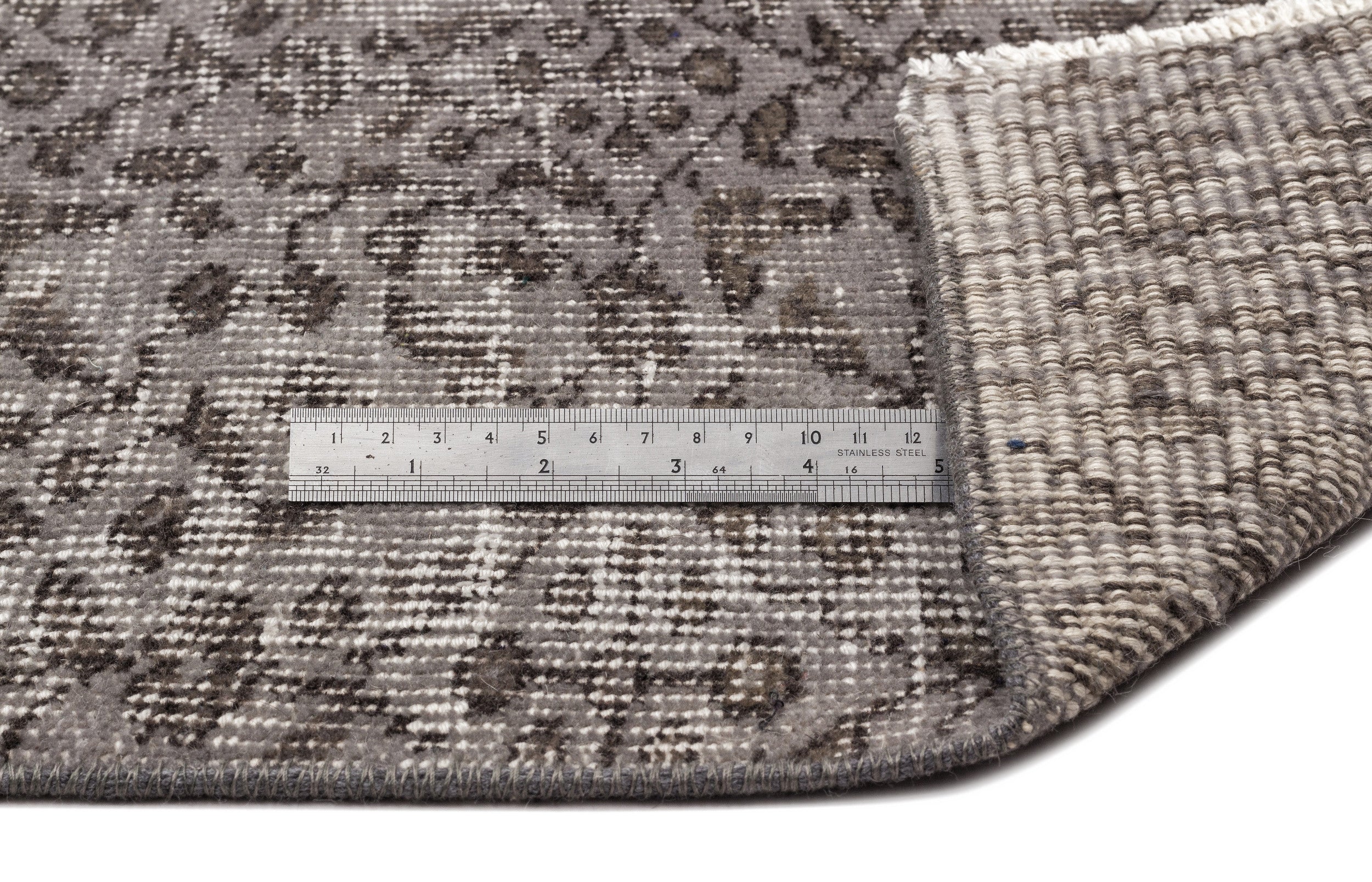 Gray Over Dyed Vintage Rug 5'6'' x 9'5'' ft 167 x 287 cm