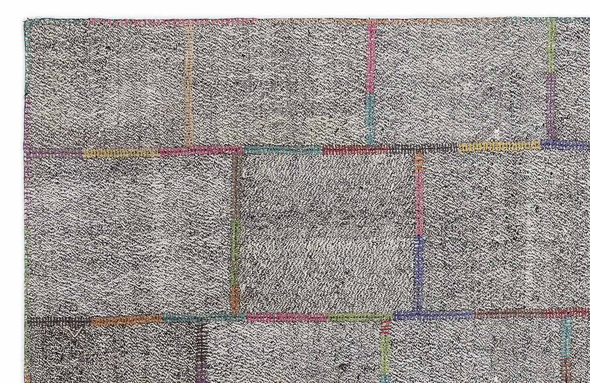 Striped Over Dyed Kilim Patchwork Unique Rug 5&#39;3&#39;&#39; x 7&#39;7&#39;&#39; ft 160 x 230 cm