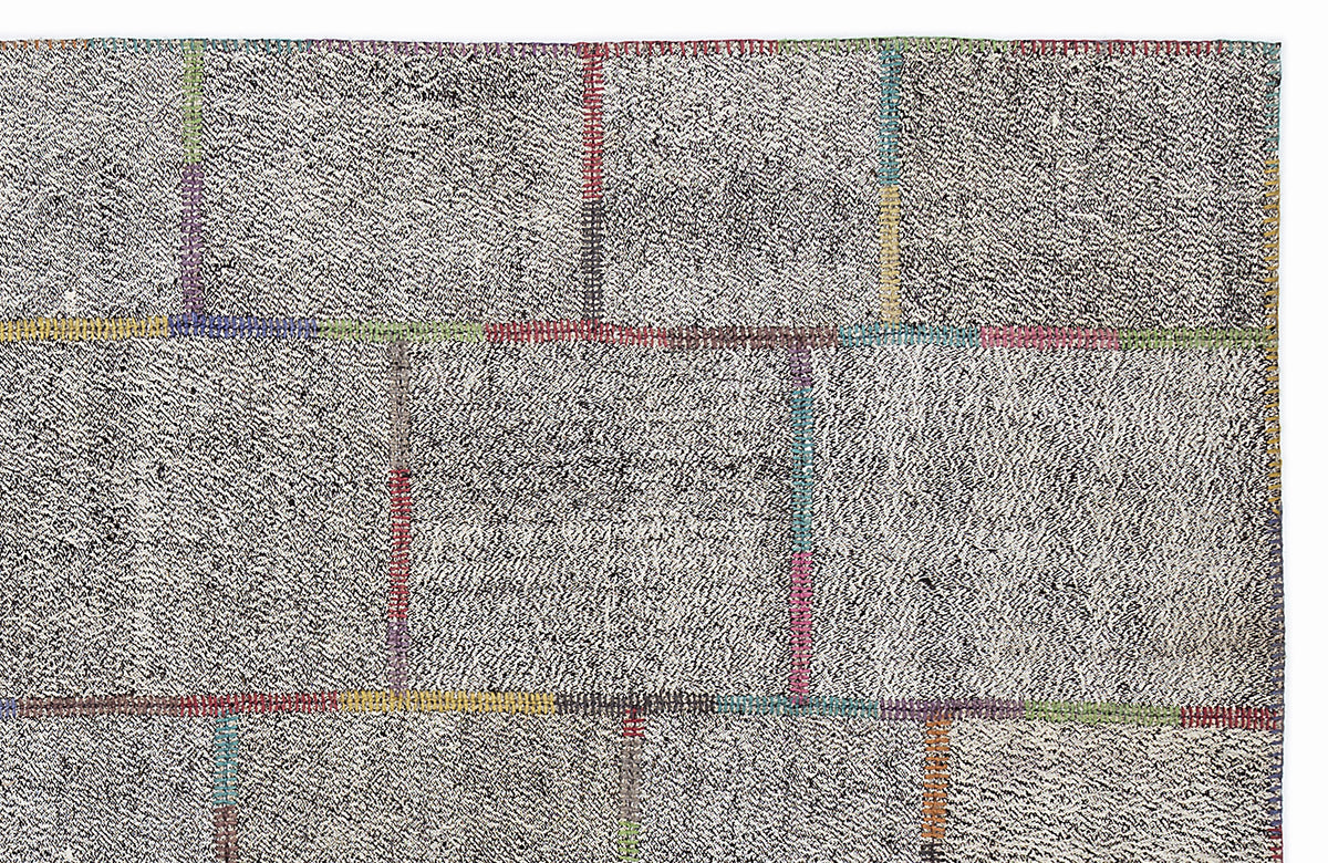 Striped Over Dyed Kilim Patchwork Unique Rug 5&#39;3&#39;&#39; x 7&#39;7&#39;&#39; ft 160 x 230 cm