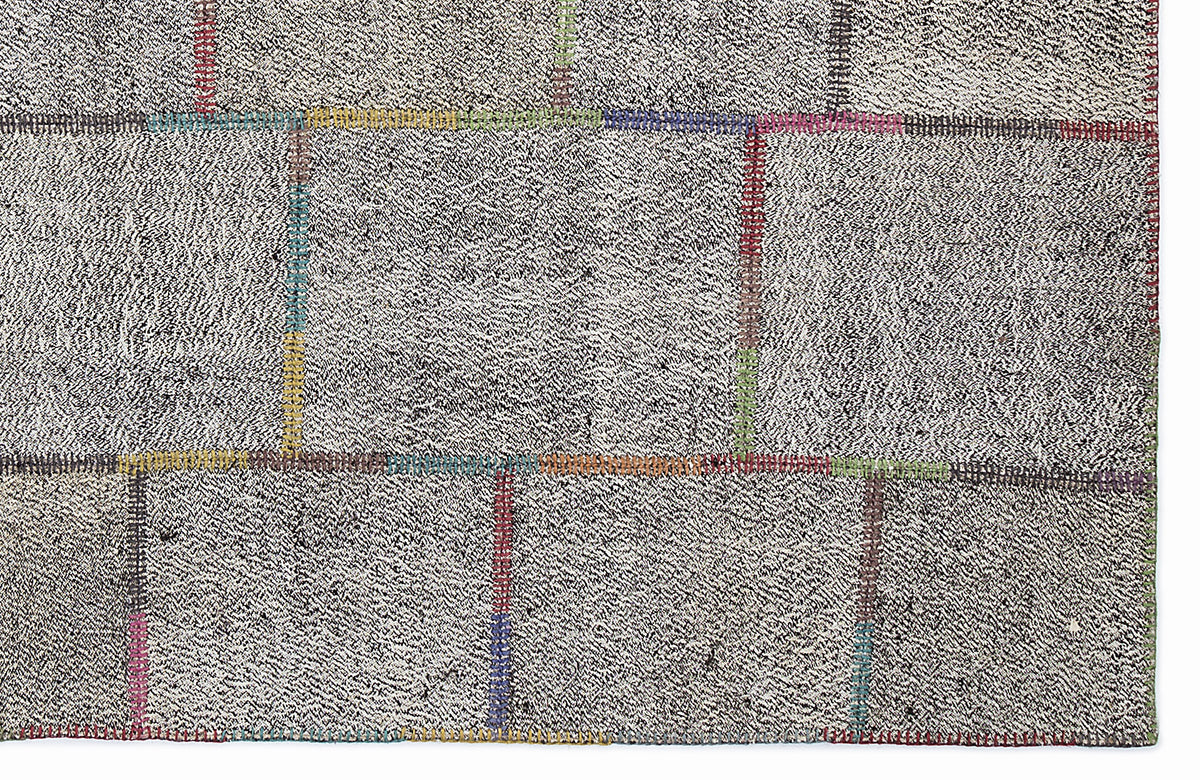 Striped Over Dyed Kilim Patchwork Unique Rug 5&#39;3&#39;&#39; x 7&#39;7&#39;&#39; ft 160 x 230 cm