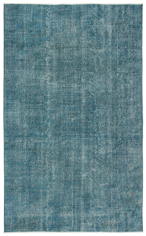 Turquoise  Over Dyed Vintage Rug 5'5'' x 8'11'' ft 164 x 273 cm