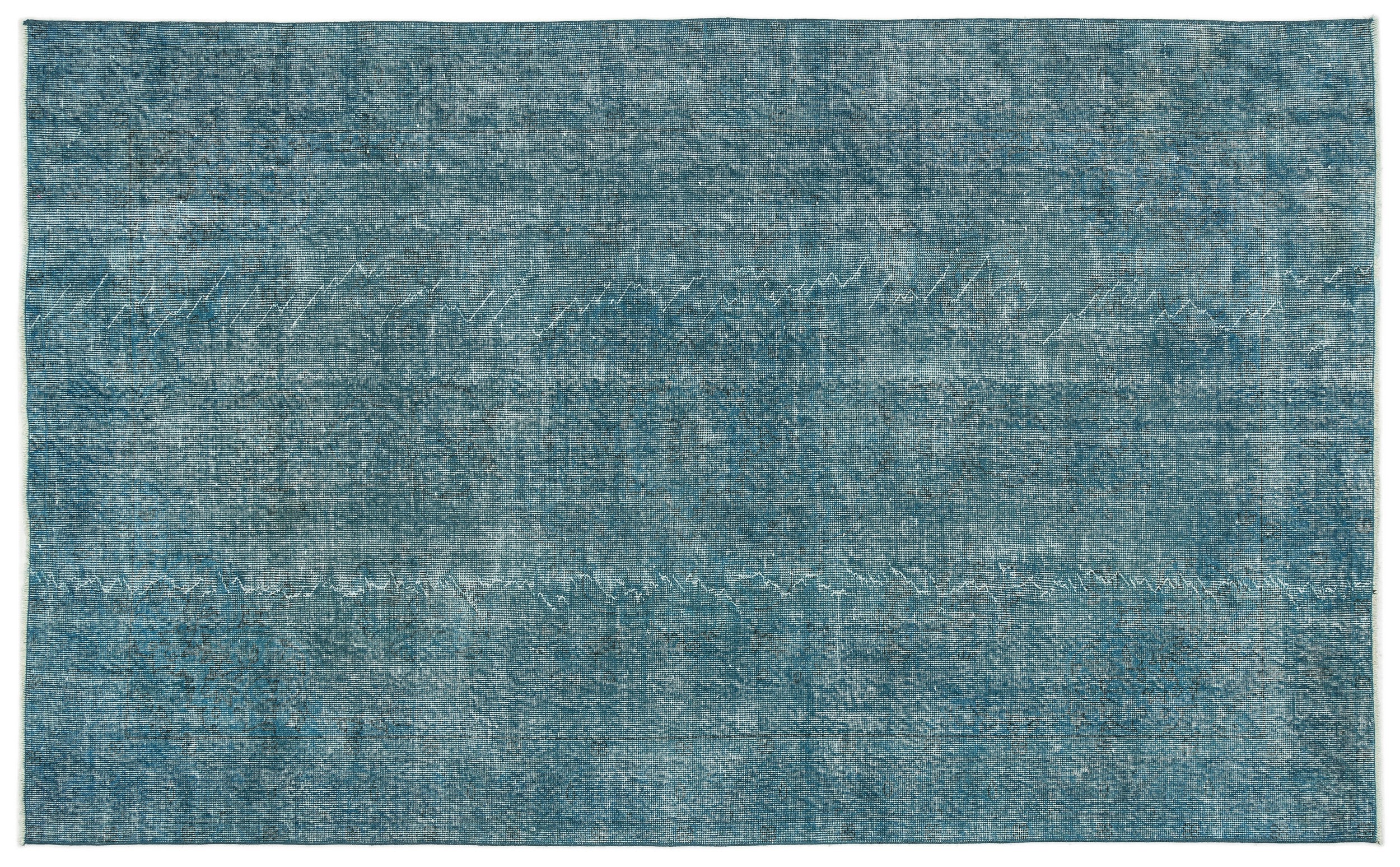 Turquoise  Over Dyed Vintage Rug 5'5'' x 8'11'' ft 164 x 273 cm