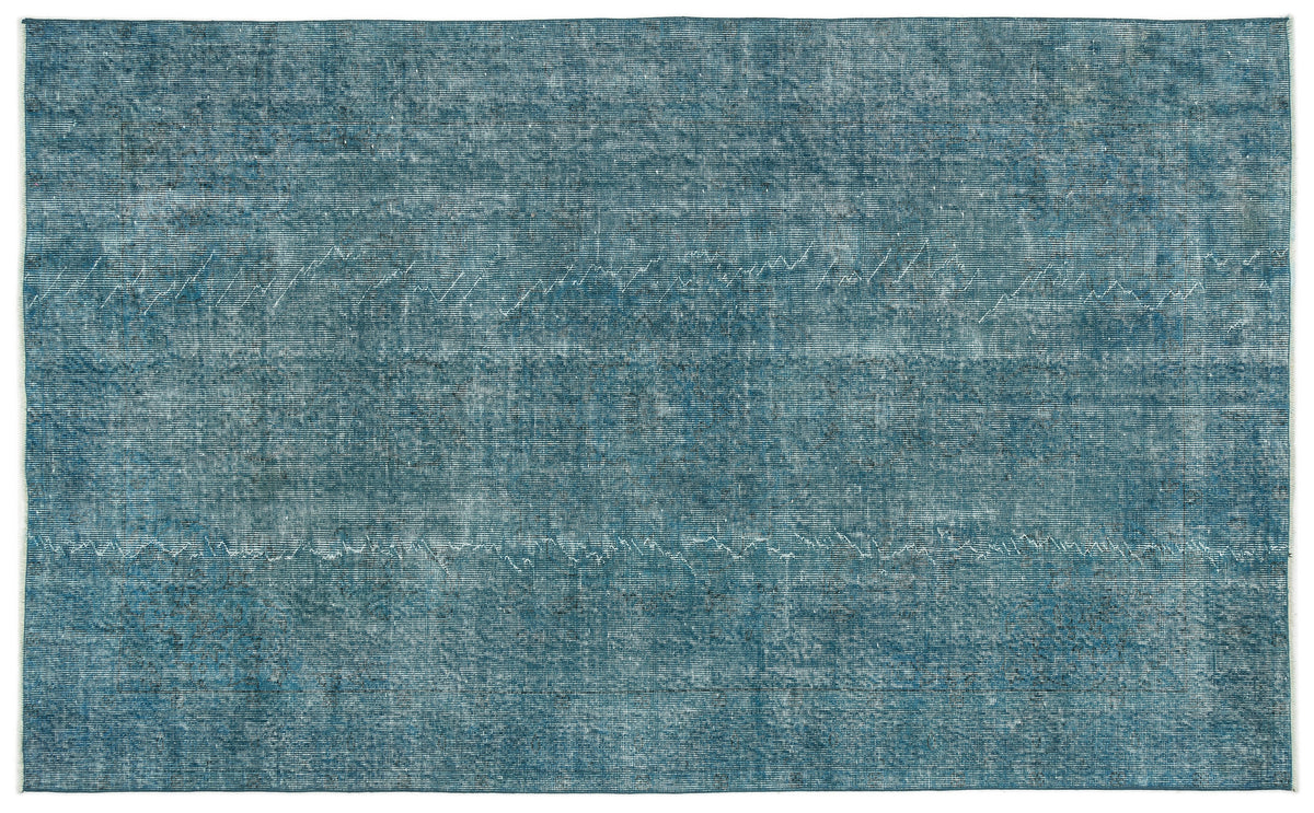 Turquoise  Over Dyed Vintage Rug 5&#39;5&#39;&#39; x 8&#39;11&#39;&#39; ft 164 x 273 cm