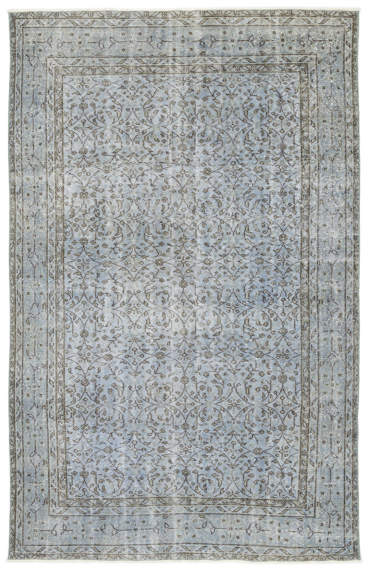 Gray Over Dyed Vintage Rug 5&#39;4&#39;&#39; x 8&#39;5&#39;&#39; ft 163 x 256 cm