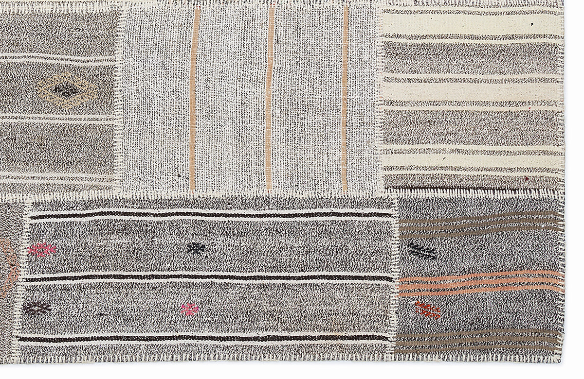 Striped Over Dyed Kilim Patchwork Unique Rug 5&#39;3&#39;&#39; x 7&#39;7&#39;&#39; ft 160 x 230 cm