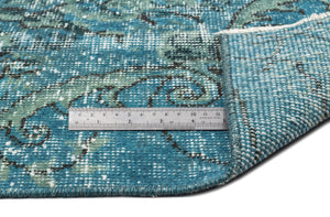 Turquoise  Over Dyed Vintage Rug 5'3'' x 9'9'' ft 159 x 296 cm