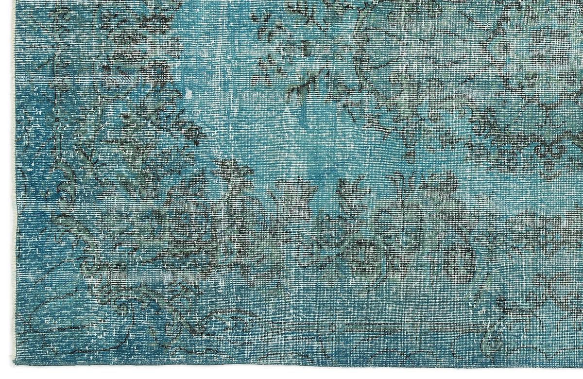 Turquoise  Over Dyed Vintage Rug 5&#39;3&#39;&#39; x 9&#39;9&#39;&#39; ft 159 x 296 cm