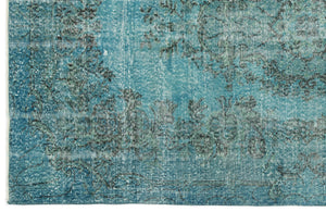 Turquoise  Over Dyed Vintage Rug 5'3'' x 9'9'' ft 159 x 296 cm