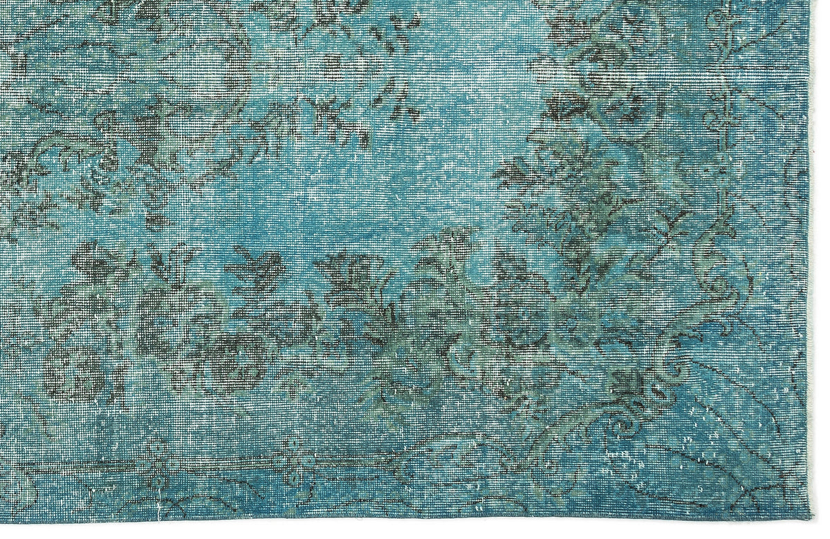 Turquoise  Over Dyed Vintage Rug 5&#39;3&#39;&#39; x 9&#39;9&#39;&#39; ft 159 x 296 cm