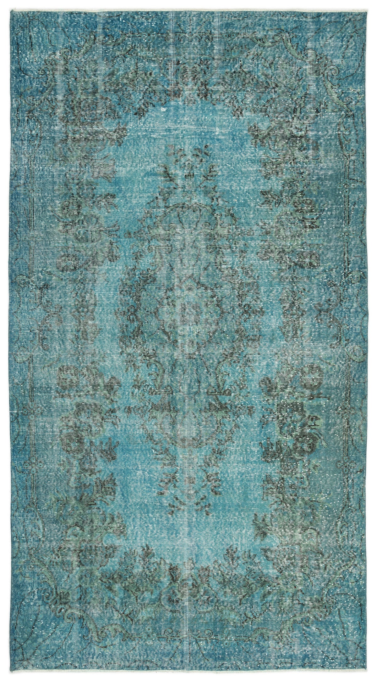 Turquoise  Over Dyed Vintage Rug 5&#39;3&#39;&#39; x 9&#39;9&#39;&#39; ft 159 x 296 cm