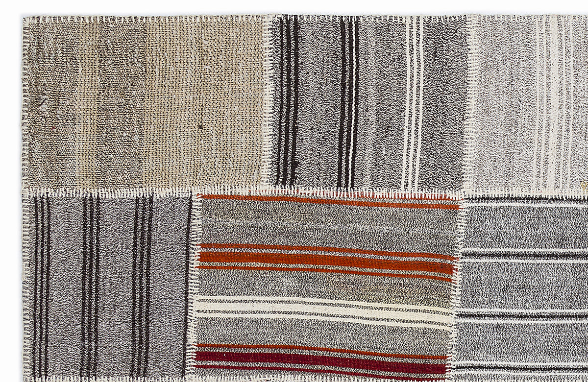Striped Over Dyed Kilim Patchwork Unique Rug 5&#39;3&#39;&#39; x 7&#39;7&#39;&#39; ft 160 x 230 cm