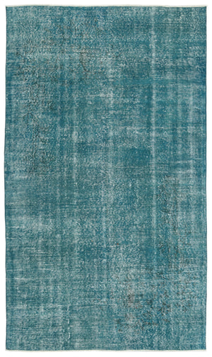 Turquoise  Over Dyed Vintage Rug 5'1'' x 8'9'' ft 155 x 266 cm