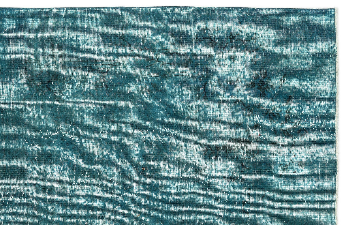 Turquoise  Over Dyed Vintage Rug 5&#39;1&#39;&#39; x 8&#39;9&#39;&#39; ft 155 x 266 cm