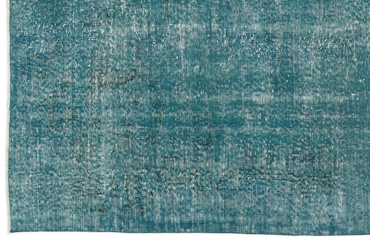 Turquoise  Over Dyed Vintage Rug 5&#39;1&#39;&#39; x 8&#39;9&#39;&#39; ft 155 x 266 cm