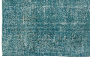 Turquoise  Over Dyed Vintage Rug 5'1'' x 8'9'' ft 155 x 266 cm