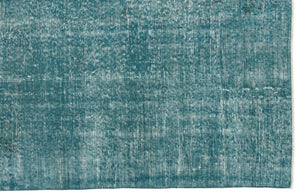 Turquoise  Over Dyed Vintage Rug 5'1'' x 8'9'' ft 155 x 266 cm