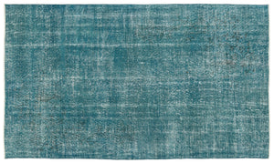 Turquoise  Over Dyed Vintage Rug 5'1'' x 8'9'' ft 155 x 266 cm
