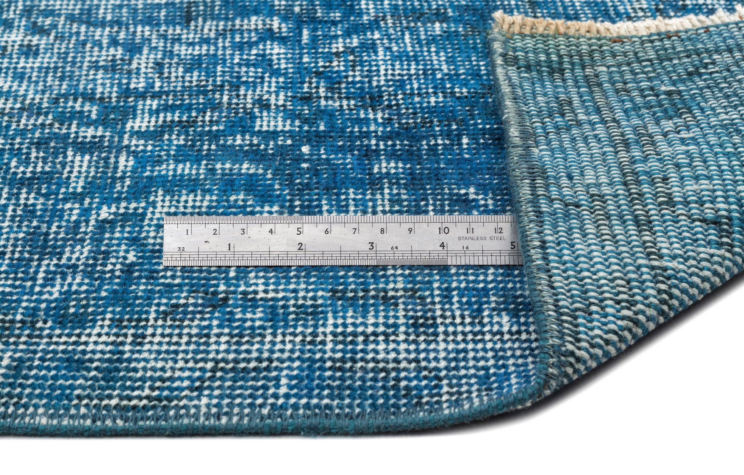 Turquoise  Over Dyed Vintage Rug 5'3'' x 9'7'' ft 160 x 291 cm