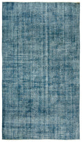 Turquoise  Over Dyed Vintage Rug 5'3'' x 9'7'' ft 160 x 291 cm
