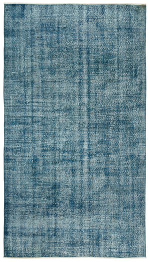 Turquoise  Over Dyed Vintage Rug 5'3'' x 9'7'' ft 160 x 291 cm