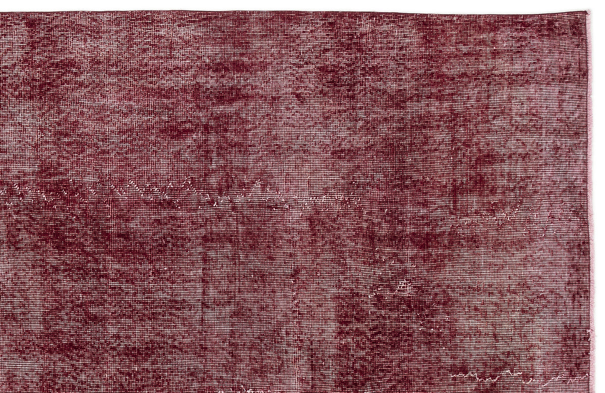 Red Over Dyed Vintage Rug 4&#39;8&#39;&#39; x 8&#39;4&#39;&#39; ft 143 x 255 cm