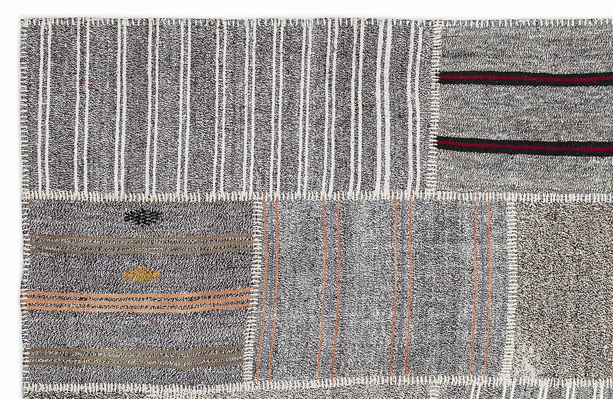 Striped Over Dyed Kilim Patchwork Unique Rug 5&#39;3&#39;&#39; x 7&#39;7&#39;&#39; ft 160 x 230 cm