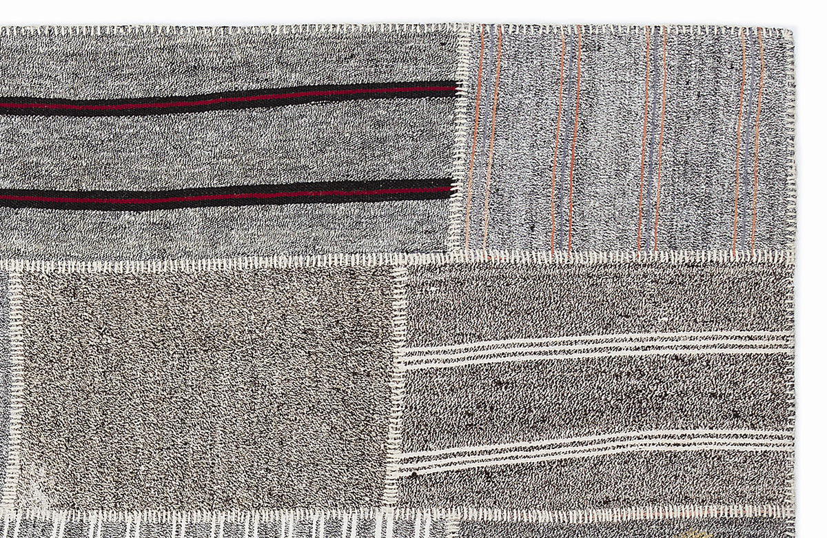 Striped Over Dyed Kilim Patchwork Unique Rug 5&#39;3&#39;&#39; x 7&#39;7&#39;&#39; ft 160 x 230 cm