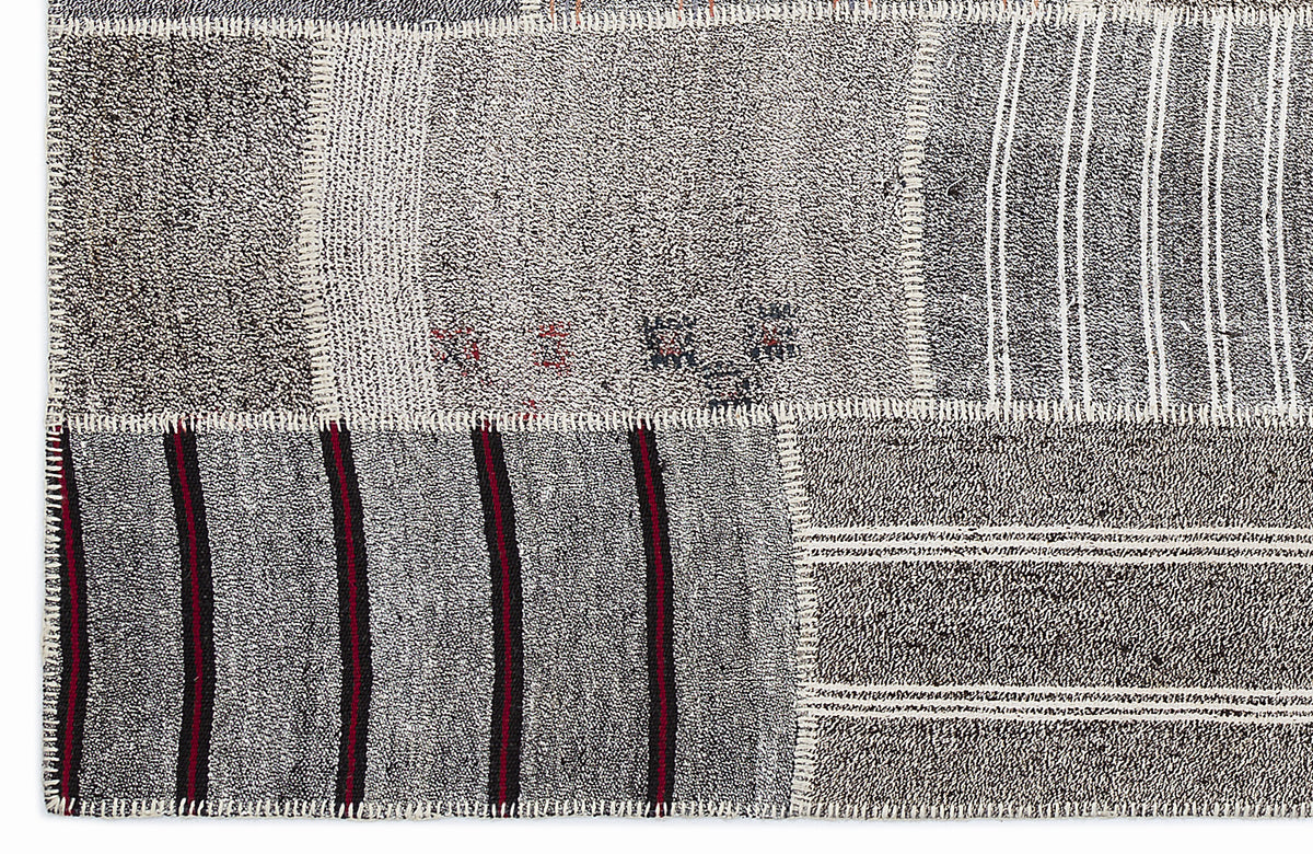 Striped Over Dyed Kilim Patchwork Unique Rug 5&#39;3&#39;&#39; x 7&#39;7&#39;&#39; ft 160 x 230 cm