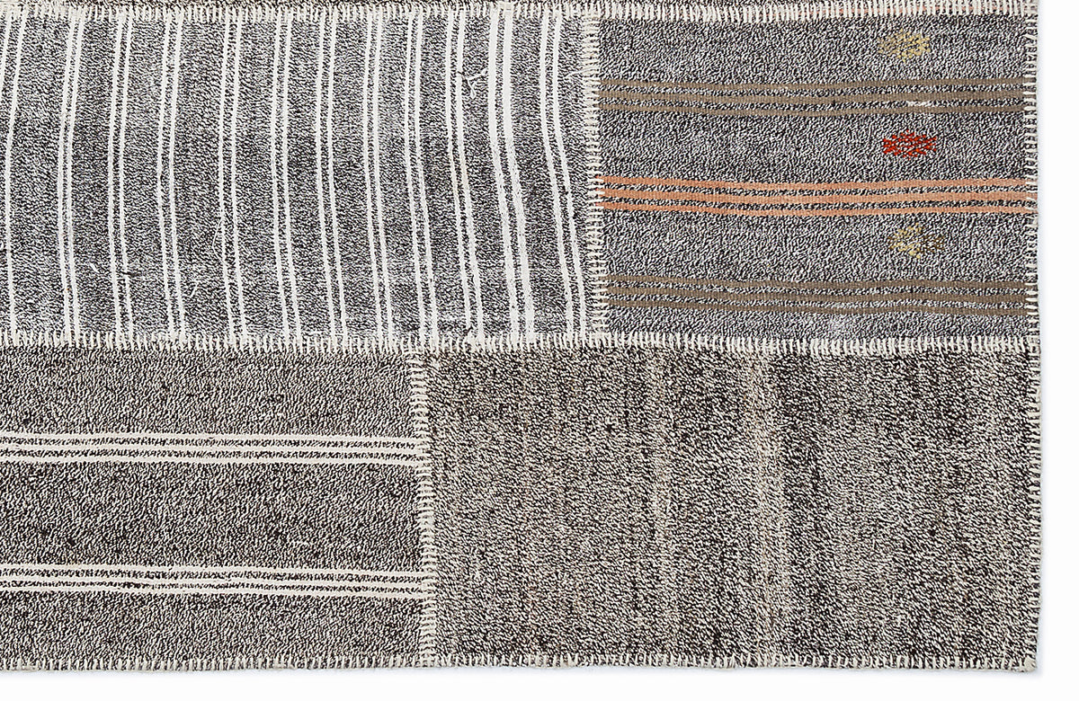 Striped Over Dyed Kilim Patchwork Unique Rug 5&#39;3&#39;&#39; x 7&#39;7&#39;&#39; ft 160 x 230 cm