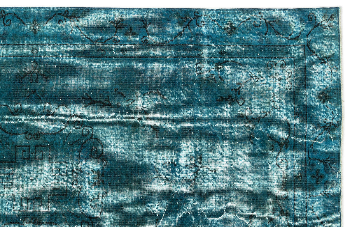 Turquoise  Over Dyed Vintage Rug 5&#39;2&#39;&#39; x 8&#39;8&#39;&#39; ft 158 x 263 cm