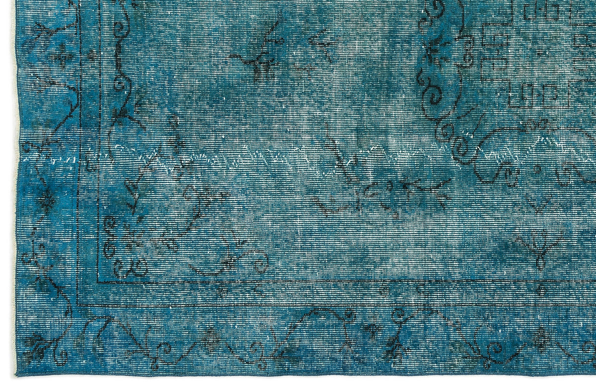 Turquoise  Over Dyed Vintage Rug 5&#39;2&#39;&#39; x 8&#39;8&#39;&#39; ft 158 x 263 cm