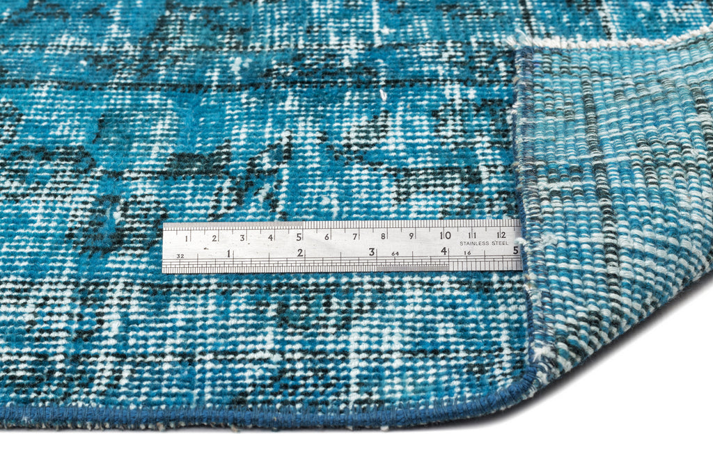 Turquoise  Over Dyed Vintage Rug 4'8'' x 8'1'' ft 141 x 247 cm