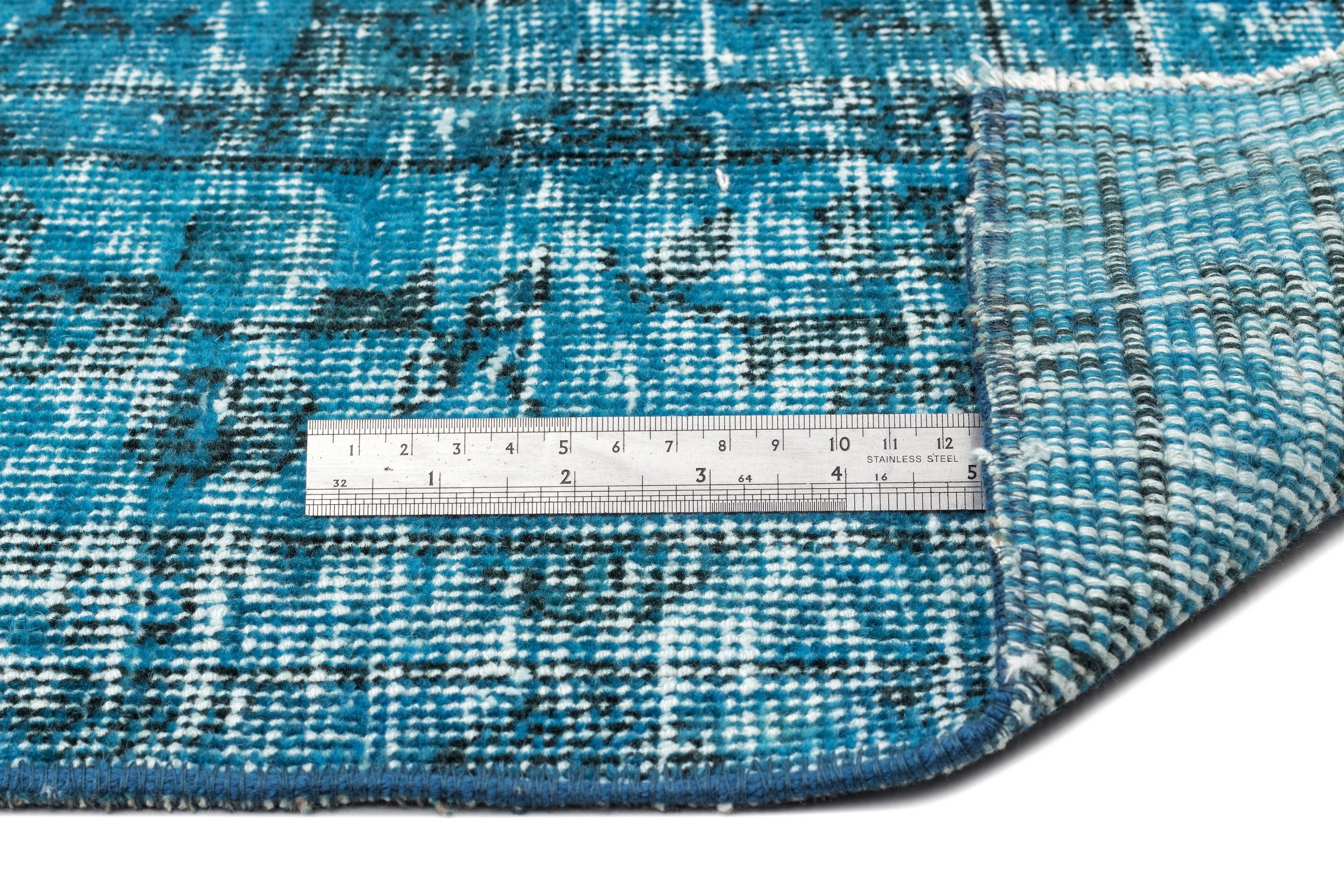 Turquoise  Over Dyed Vintage Rug 4'8'' x 8'1'' ft 141 x 247 cm