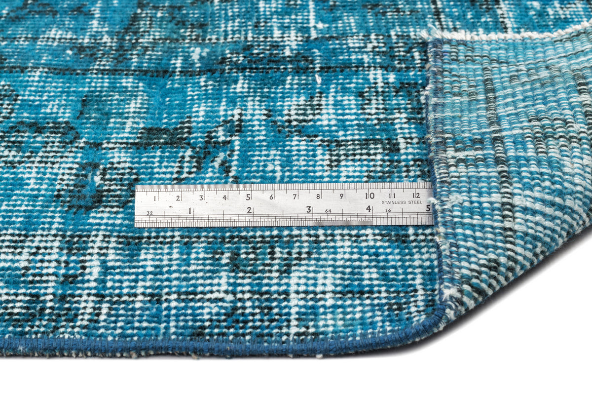 Turquoise  Over Dyed Vintage Rug 4&#39;8&#39;&#39; x 8&#39;1&#39;&#39; ft 141 x 247 cm