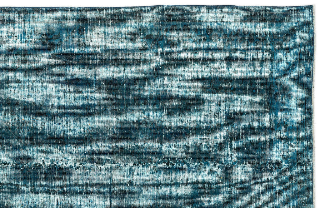 Turquoise  Over Dyed Vintage Rug 4'8'' x 8'1'' ft 141 x 247 cm