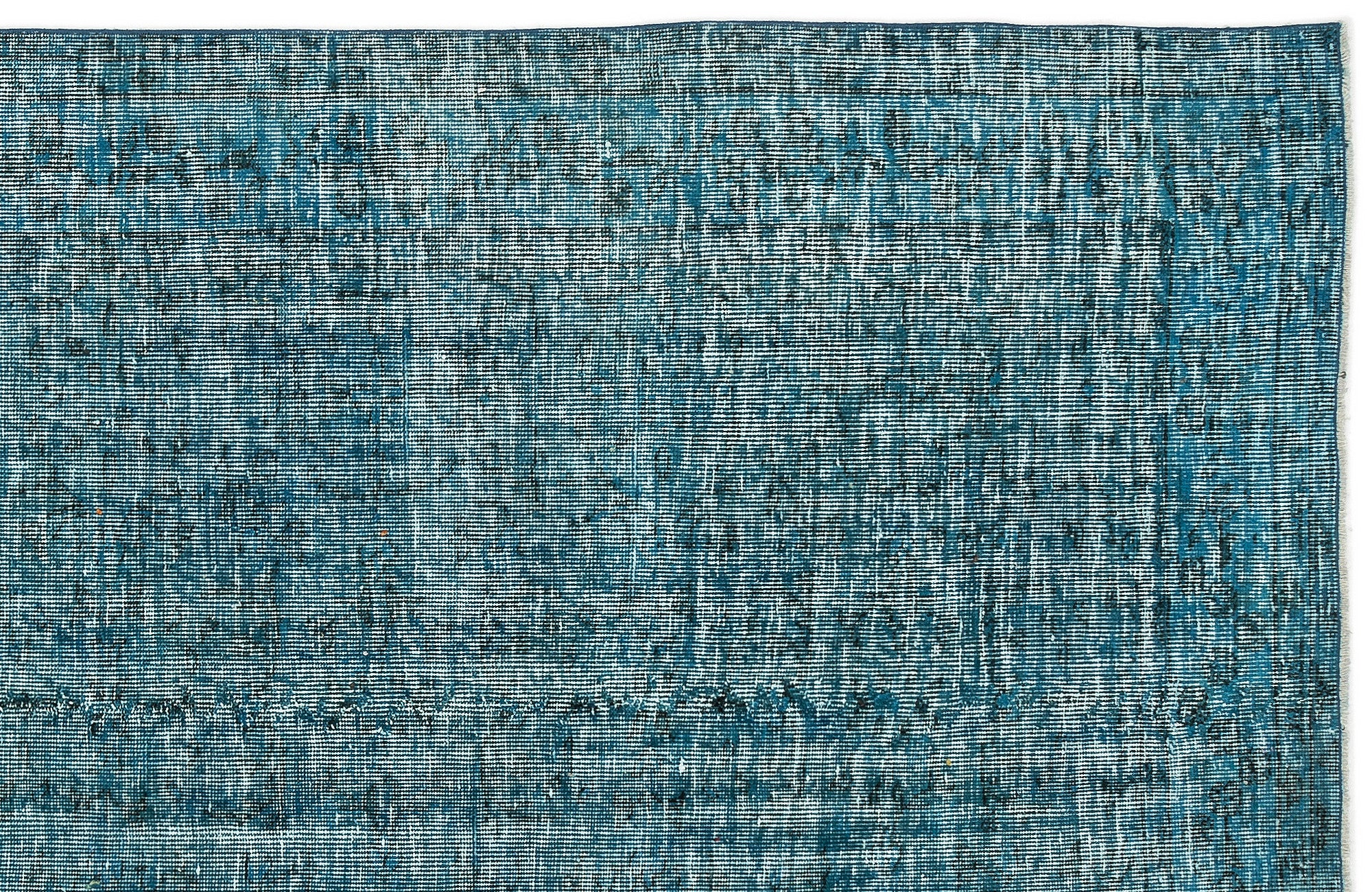 Turquoise  Over Dyed Vintage Rug 4'8'' x 8'1'' ft 141 x 247 cm