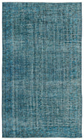 Turquoise  Over Dyed Vintage Rug 4'8'' x 8'1'' ft 141 x 247 cm