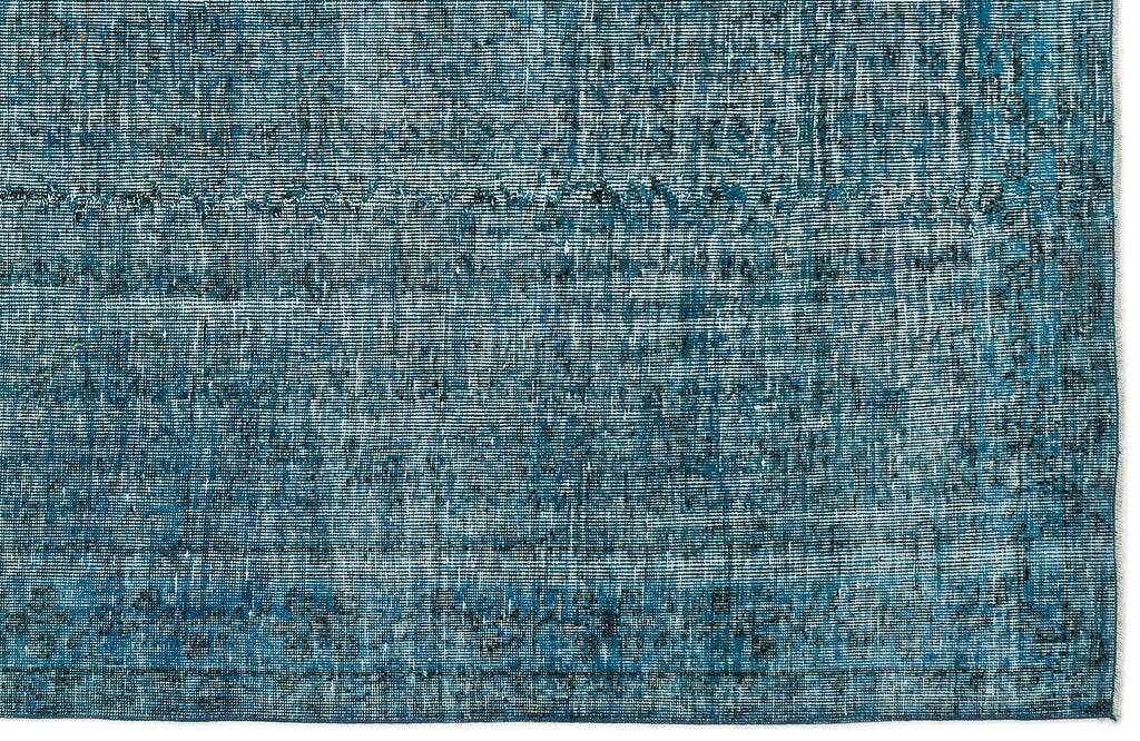 Turquoise  Over Dyed Vintage Rug 4'8'' x 8'1'' ft 141 x 247 cm