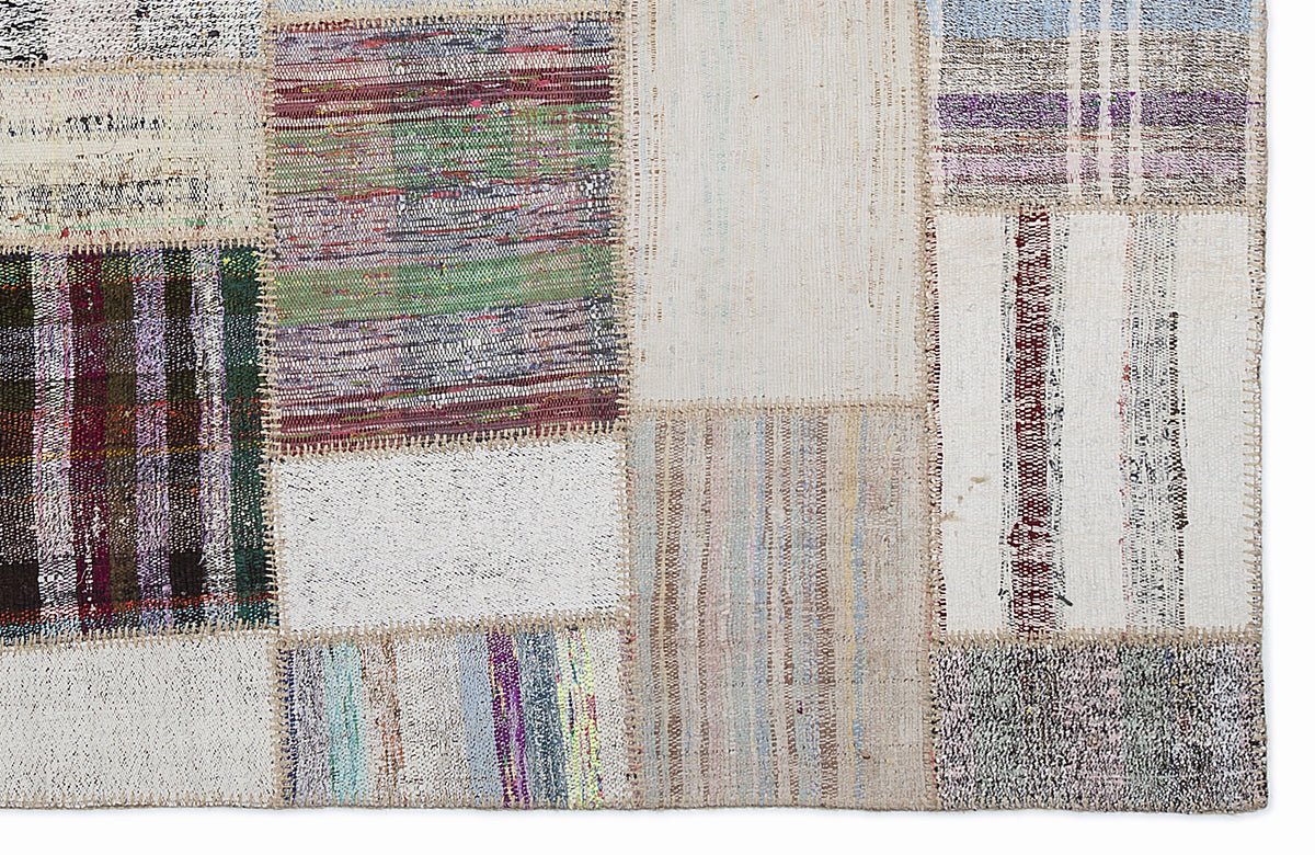 Striped Over Dyed Kilim Patchwork Unique Rug 5&#39;3&#39;&#39; x 7&#39;7&#39;&#39; ft 160 x 230 cm