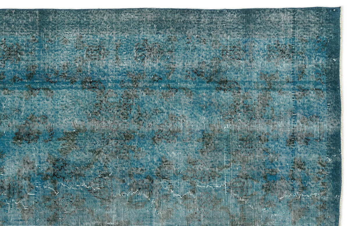 Turquoise  Over Dyed Vintage Rug 5&#39;2&#39;&#39; x 7&#39;10&#39;&#39; ft 158 x 238 cm