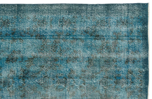 Turquoise  Over Dyed Vintage Rug 5'2'' x 7'10'' ft 158 x 238 cm
