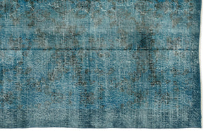 Turquoise  Over Dyed Vintage Rug 5'2'' x 7'10'' ft 158 x 238 cm